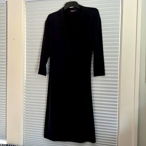 J. McLaughlin Black Catalina V-Neck Faux Wrap Dress Size Medium